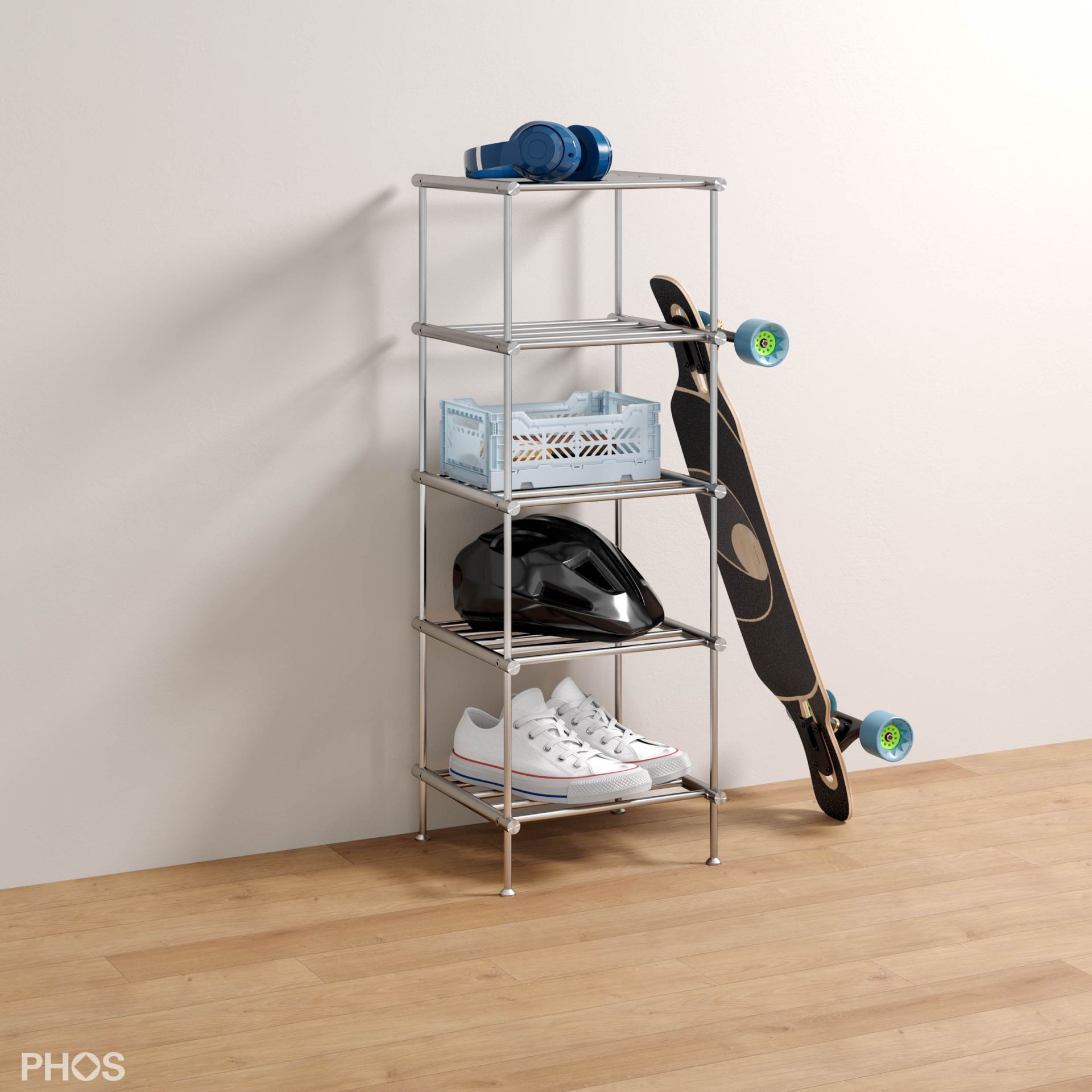 SR400-5 Полка для обуви узкая и высокая, 5 уровней, ширина 40 см. PHOS  - Вид №4
