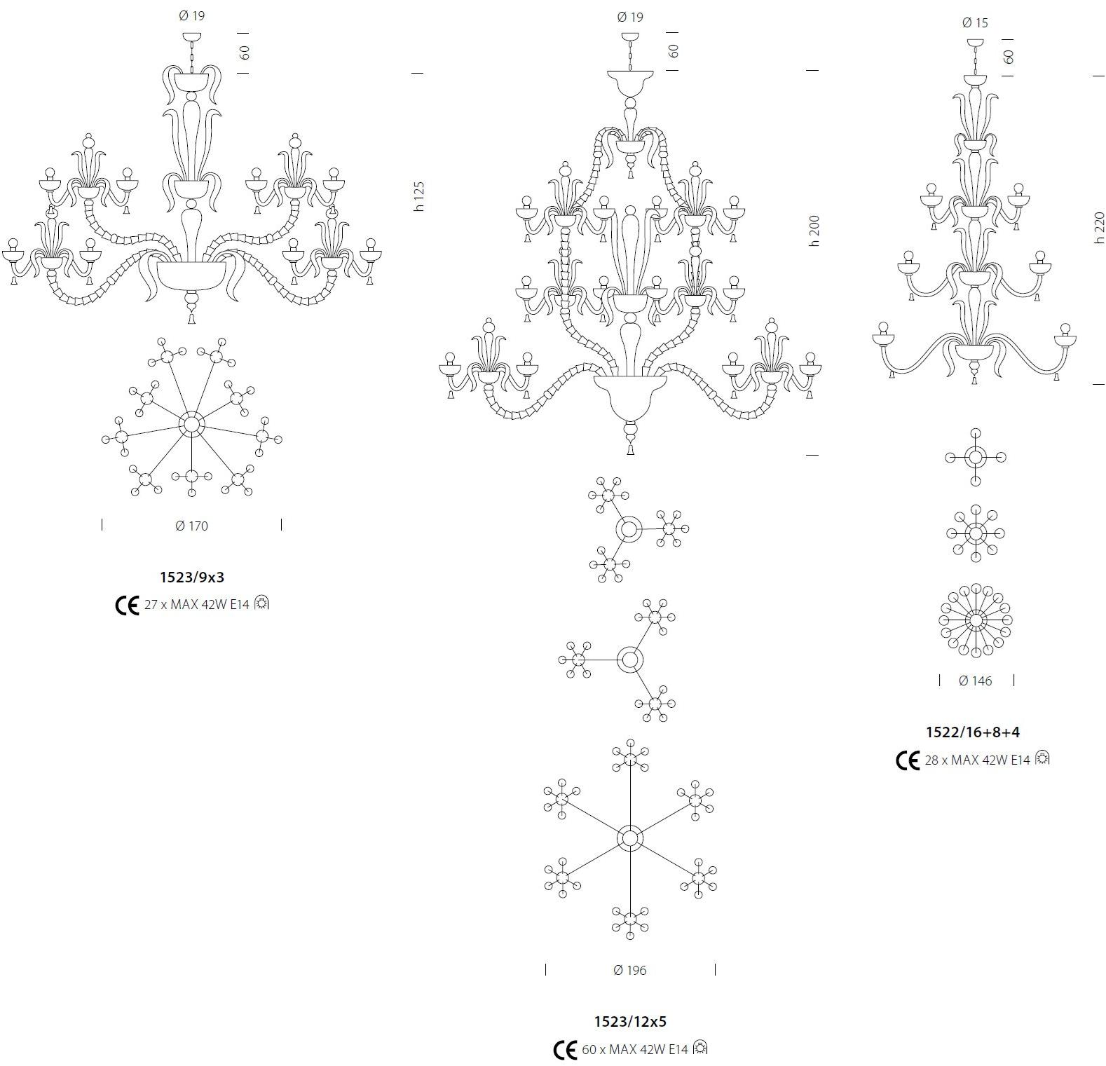 Sylcom Люстра из стекла Foscari 1520/1521/1522/1523 - Вид №9