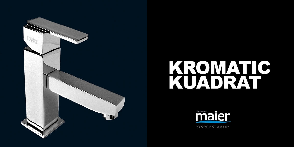 Однорычажный смеситель для раковины с клапаном клик-клак 50.004C MAIER KROMATIC KUADRAT 50004C - Вид №1