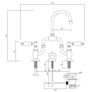 Смеситель для раковины с 3 отверстиями