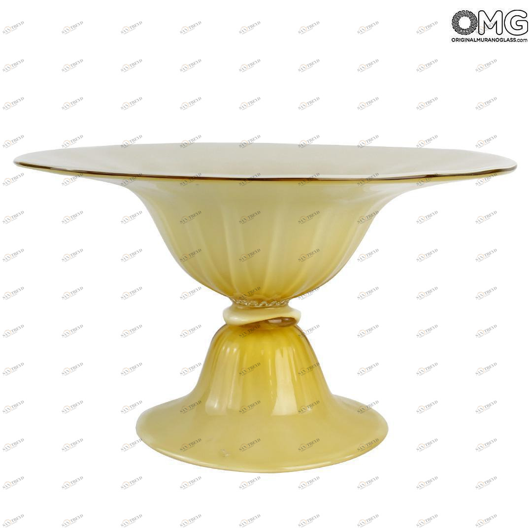4493 ORIGINALMURANOGLASS Кремовая чаша - светло-янтарная - муранское стекло OMG 28 см 