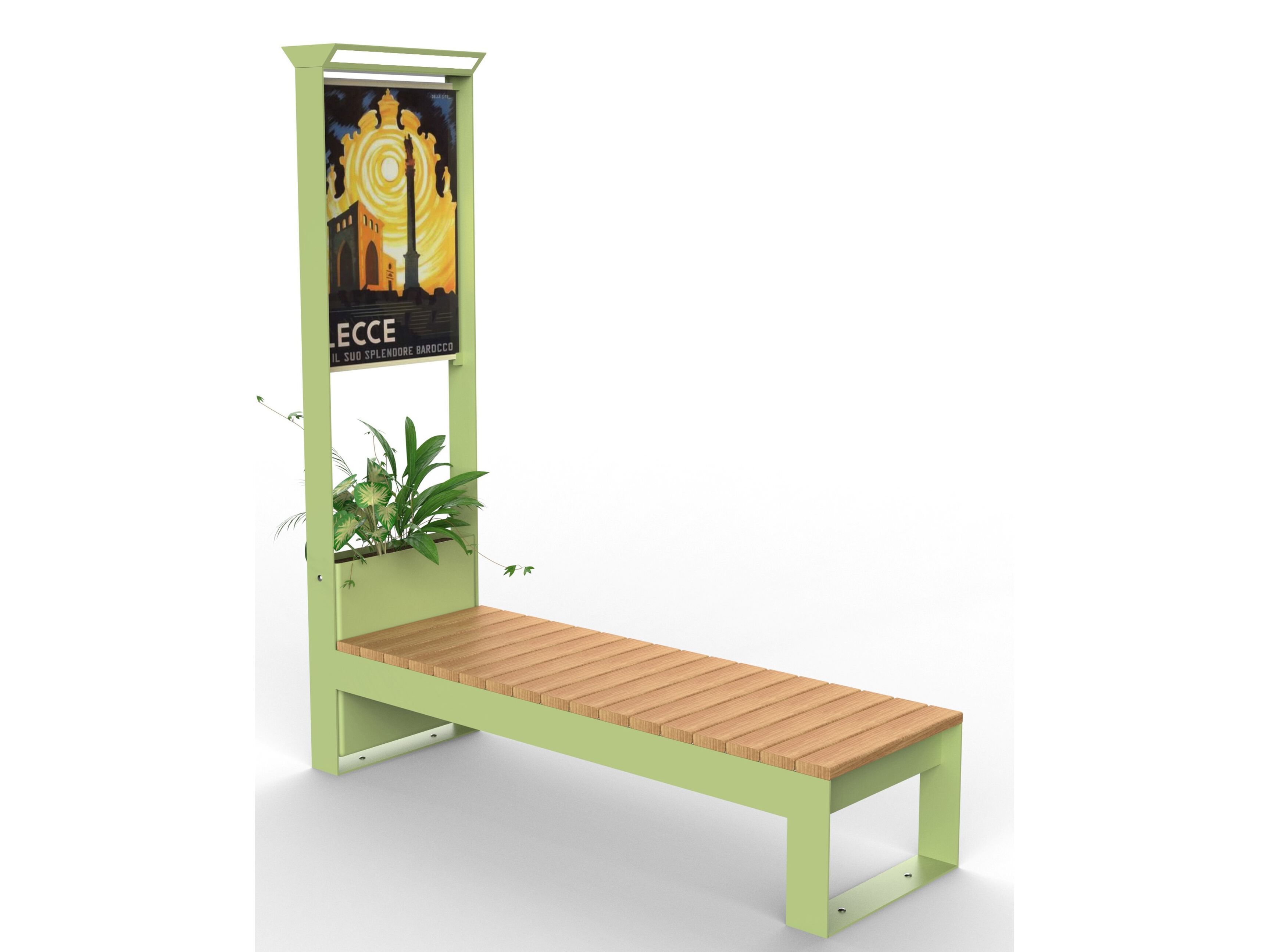 Стальная скамья без спинки со встроенным тотемом и плантатором CITYSì APULIA ARCH-00023274