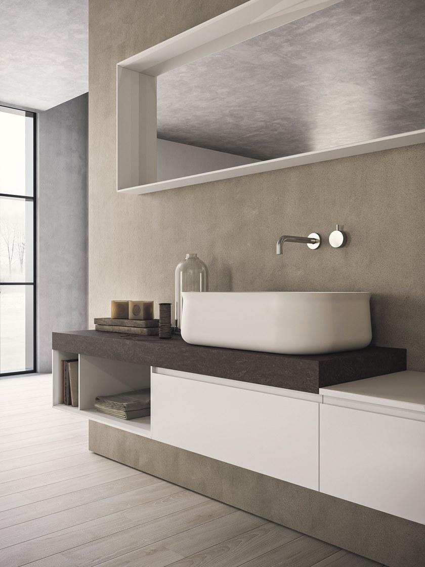 NOVELLO Тумба под умывальник из лакированного HPL с ящиками и зеркалом Calix xl sun-id-1437672 - Вид №3