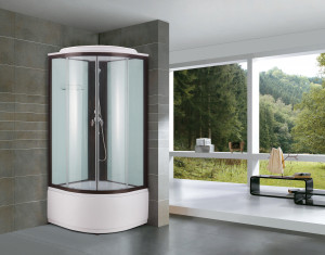 Душевая кабина NG- 6708-14 (900х900х2150) высокий поддон(45см) стекло ПРОЗРАЧНОЕ черные профиля