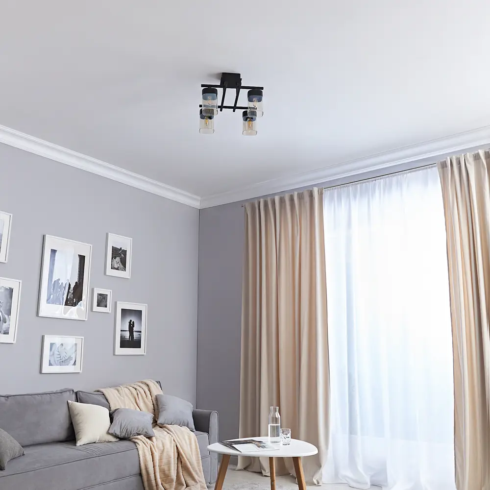 Люстра потолочная Vitaluce ТРИКА 4 лампы 12м² Е27 цвет черный матовый STLM-2056577 - Вид №9