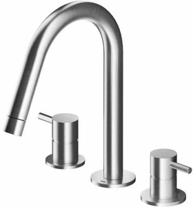 MGS Смеситель для раковины на 3 отверстия из нержавеющей стали Minimal