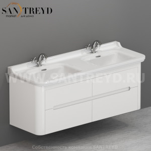 925430 База для раковины подвесная 100см с четырьмя ящиками из лакированного дерева, цвет Белая глазурь Kerasan Waldorf Италия