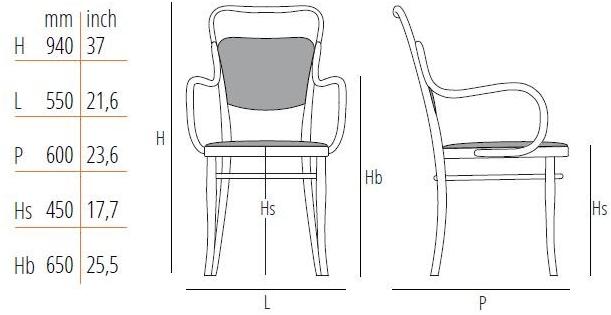 Wiener GTV Design Стул из бука с подлокотниками Vienna 144 sun-id-1404328 - Вид №3