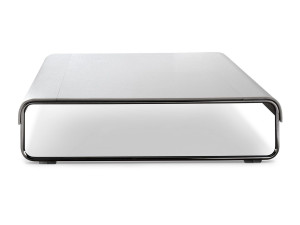 Низкий журнальный столик из стали и кожи