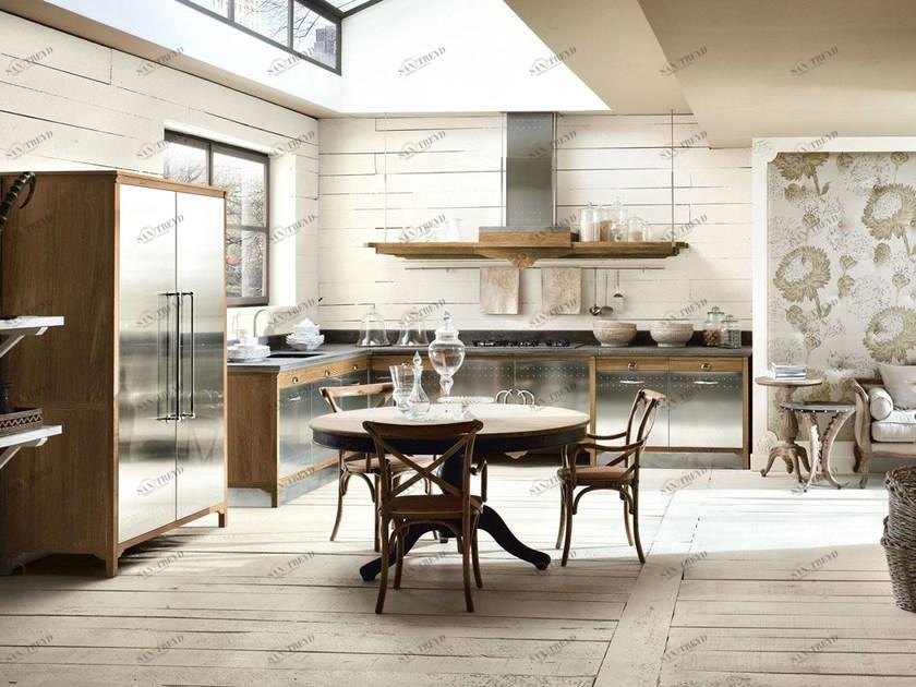 Marchi Cucine Модульная кухня из нержавеющей стали и дерева Dechora sun-id-1351383