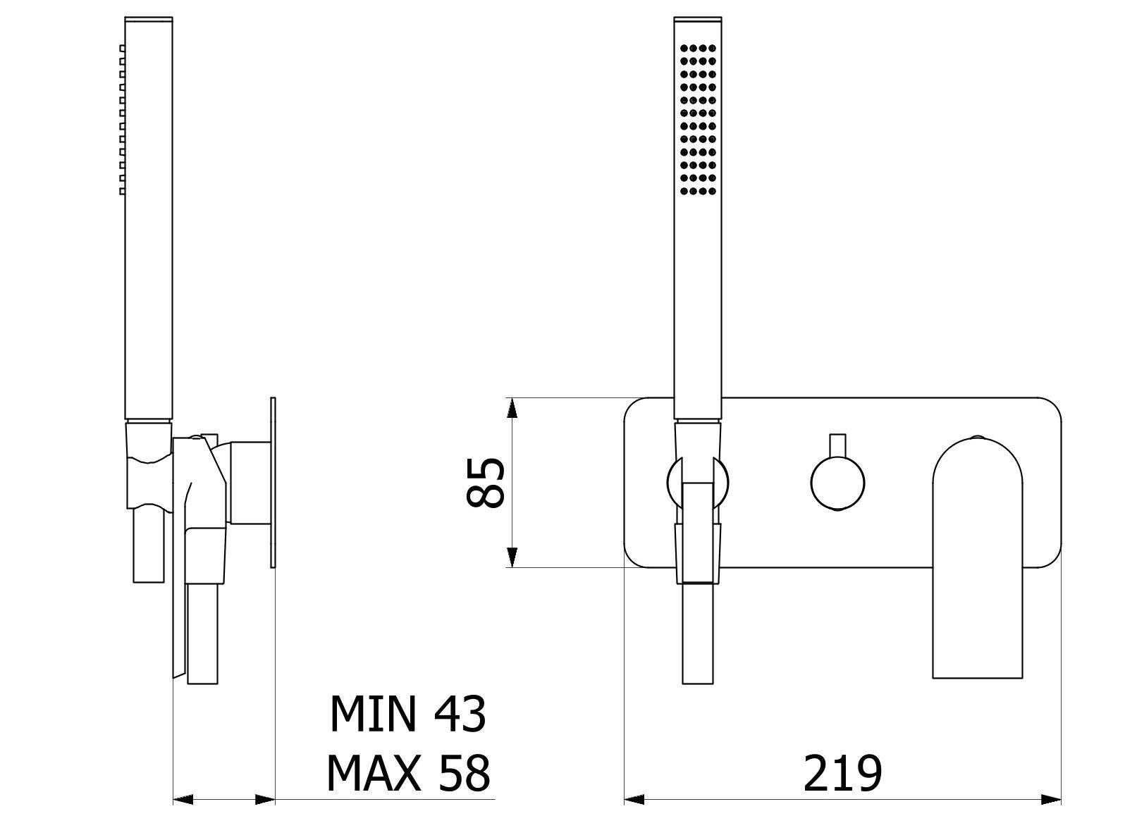 Смеситель для душа с 3 отверстиями и ручным душем IB K3 ARCH-00035583 - Вид №2