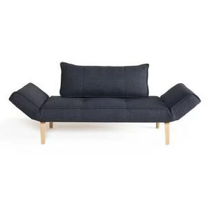 Кушетка-трансформер Zeal c ножками Bow из дуба, синяя