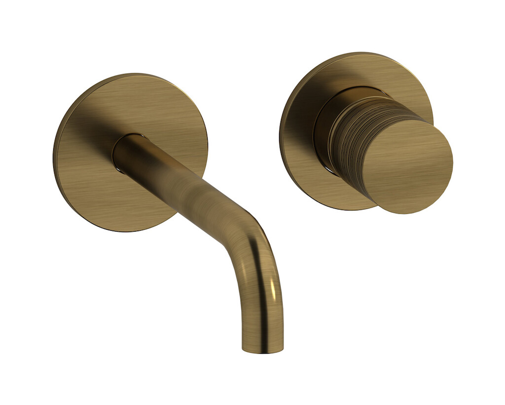 Встроенный в стену смеситель для раковины на 2 отверстия в комплекте с донным клапаном WE ARE IB wa399oo Modern Bronze Vinile