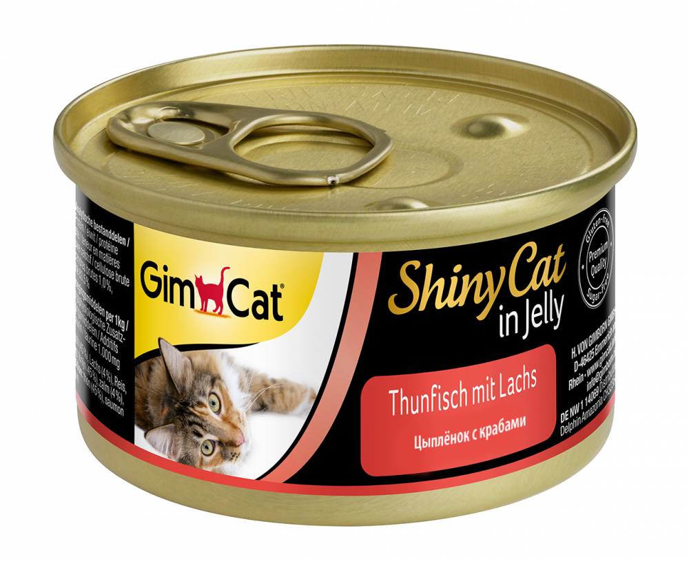 ПР0030888 Корм для кошек GimCat Shiny Cat, Цыпленок, крабы конс.70г GIMBORN 