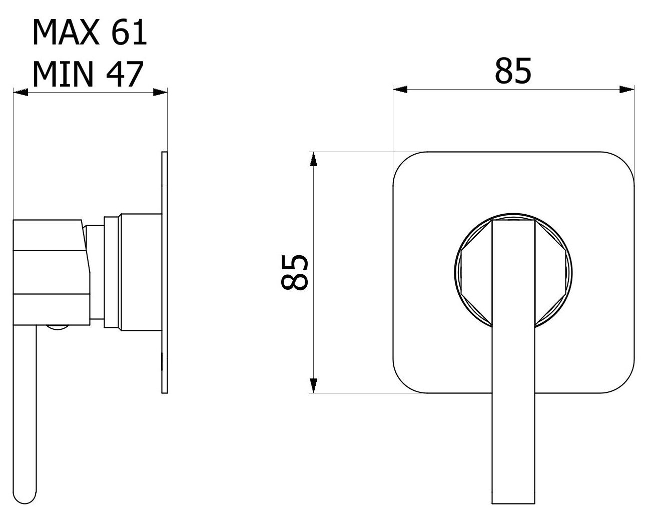 Встраиваемый однорычажный смеситель для душа IB BELMONDO EBL300 ARCH-00138235 - Вид №5