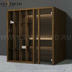 Effegibi YOKU.S80 SA.70100007 Сауна с правой дверью. Мощность: 8 кВт макс. Размеры: длина 202 см, ширина 180 см. Отделка: чёрный орех