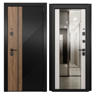 Дверь входная металлическая Браун Скай 86x205 см правая шелк белый с зеркалом