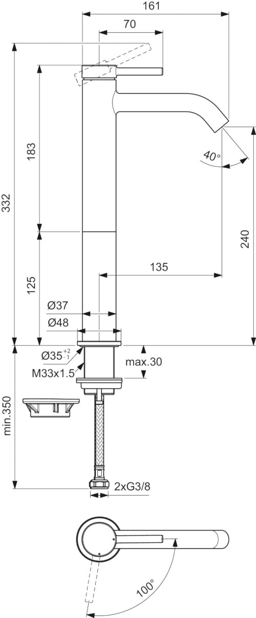 Однорычажный высокий смеситель для раковины Ideal Standard Ceraline Nuovo ARCH-00036150 - Вид №2