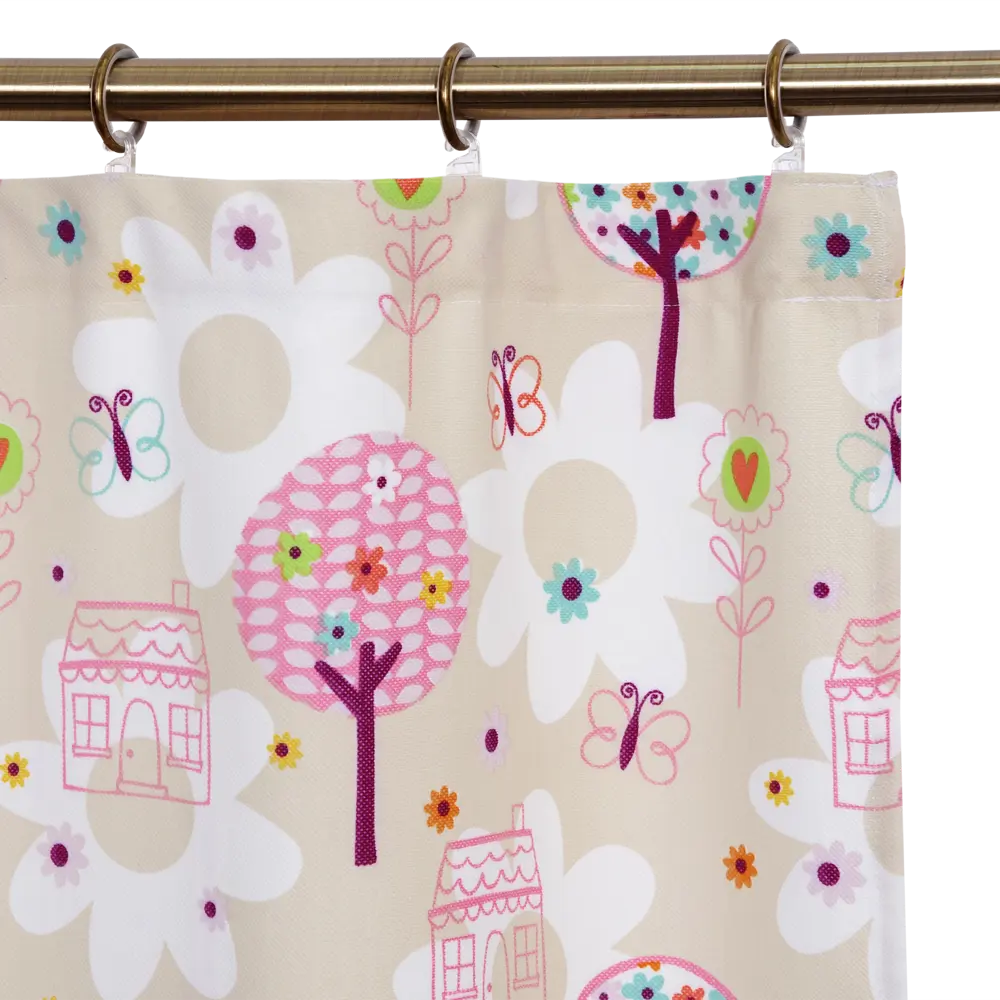 Штора на ленте «Домики» 160x280 см полиэстер цвет бежевый GARDEN STLM-2097786 - Вид №2