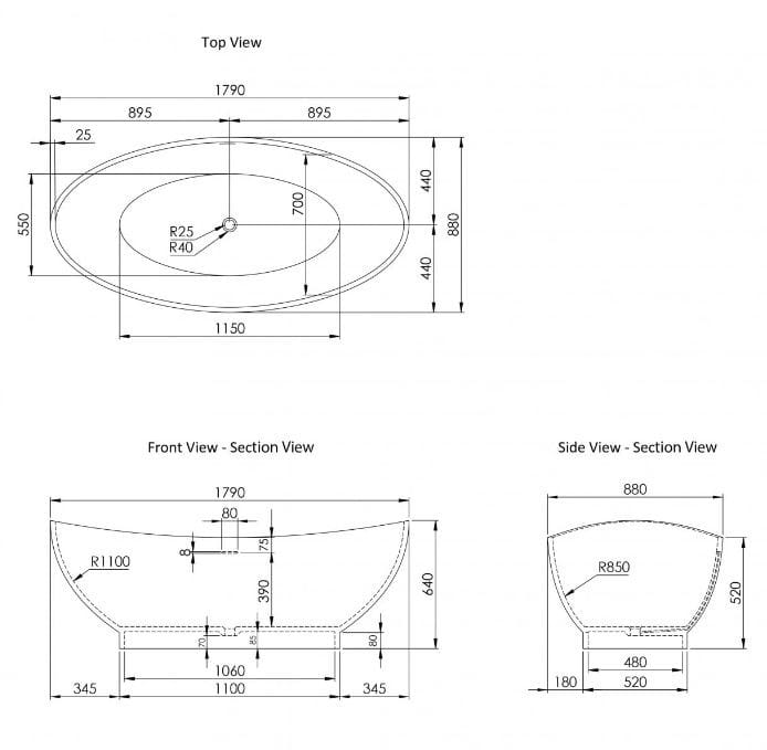 Овальная ванна в центре комнаты из смолы LUSSO Oasis ARCH-00070246 - Вид №8
