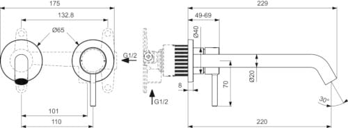 Настенный однорычажный смеситель для раковины Ideal Standard Ceraline Nuovo ARCH-00128993 - Вид №2
