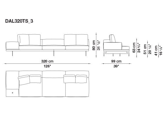 3-местный тканевый диван с полуостровом B&B Italia док ARCH-00061121 - Вид №12