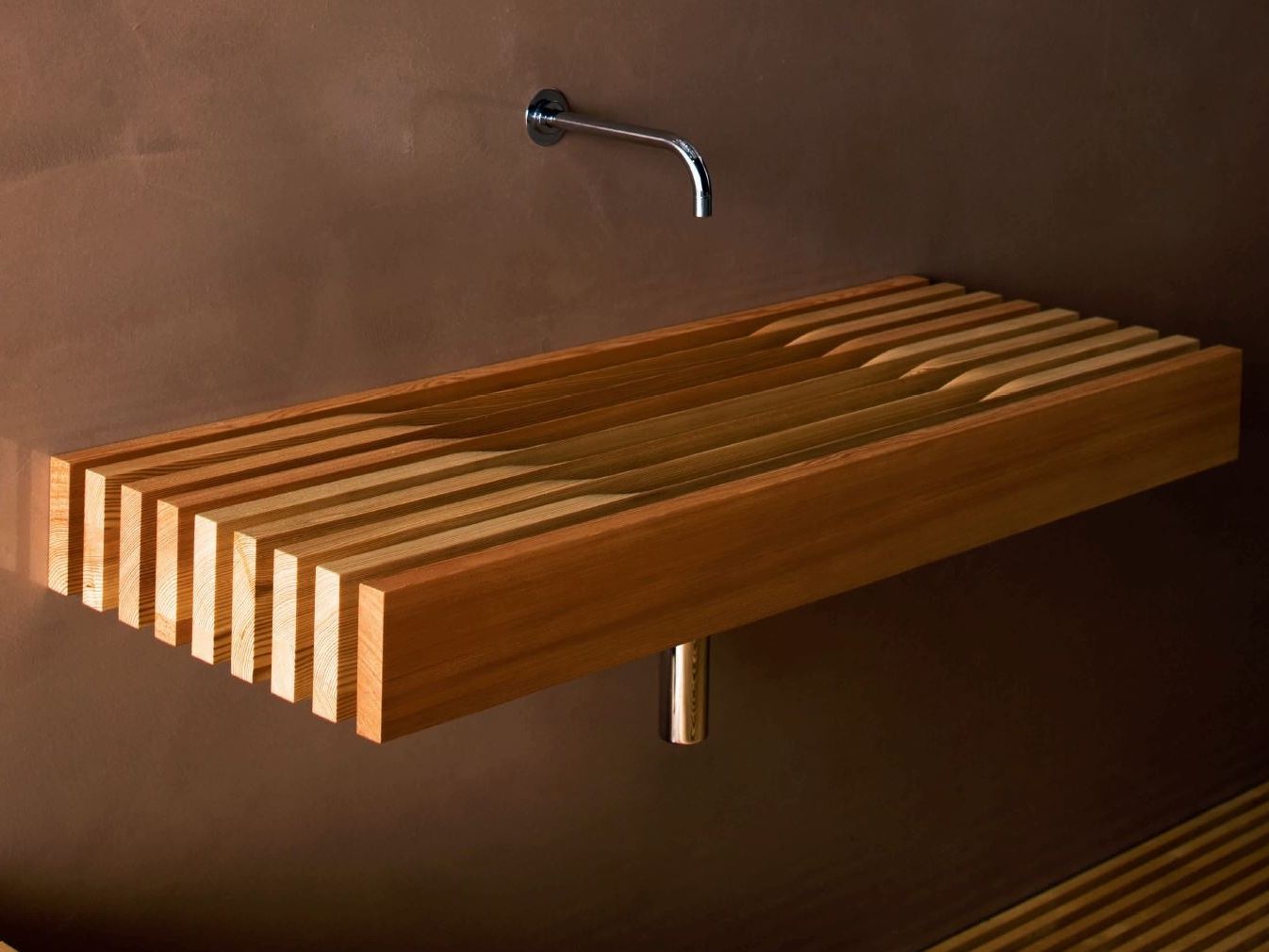 Прямоугольная подвесная раковина из лиственницы Rapsel ONE ARCH-00131877