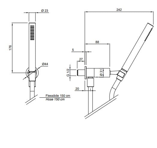 Смеситель для душа с ручным душем Antoniolupi штамп ARCH-00053720 - Вид №2
