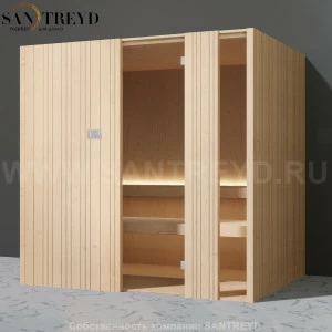 Effegibi AUKI SA50600050 Сауна. Установка: к стене. Мощность: 6 кВт макс. Размеры: длина 228 см, ширина 170 см. Отделка: канадский хемлок.