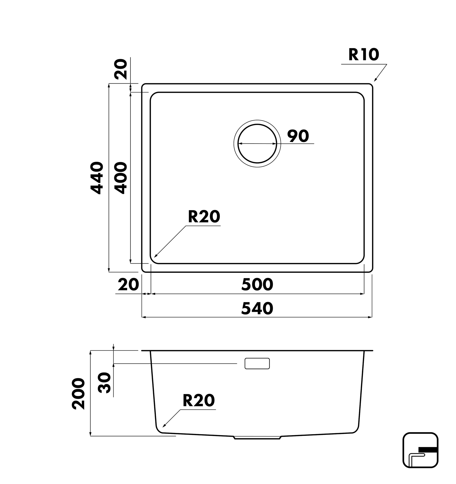 Кухонные мойки Eco Roma U SMR-5444A SEAMAN  - Вид №3