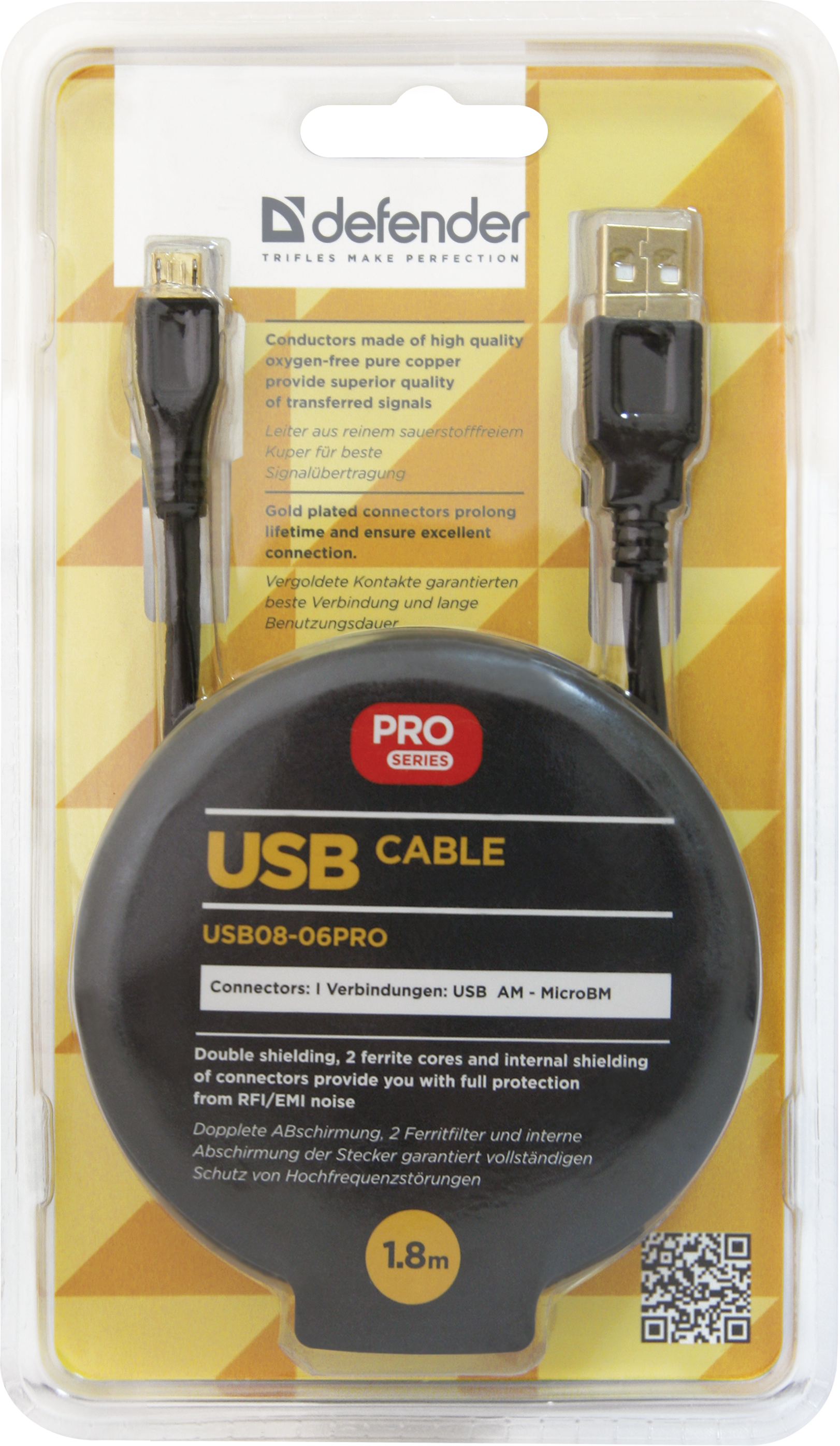87442 usb кабель usb08-06pro usb2.0 am-microbm, 1.8м Defender Santreyd  - Вид №2