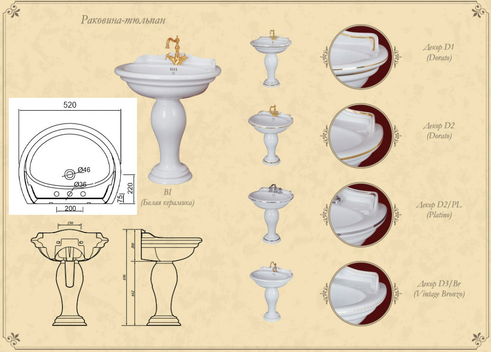 ML.MLD-25.752BI Раковина-тюльпан Migliore Milady ML.MLD-25.752.BI - Вид №3