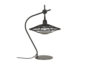 Настольная лампа с фиксированным кронштейном из металла и хлопка