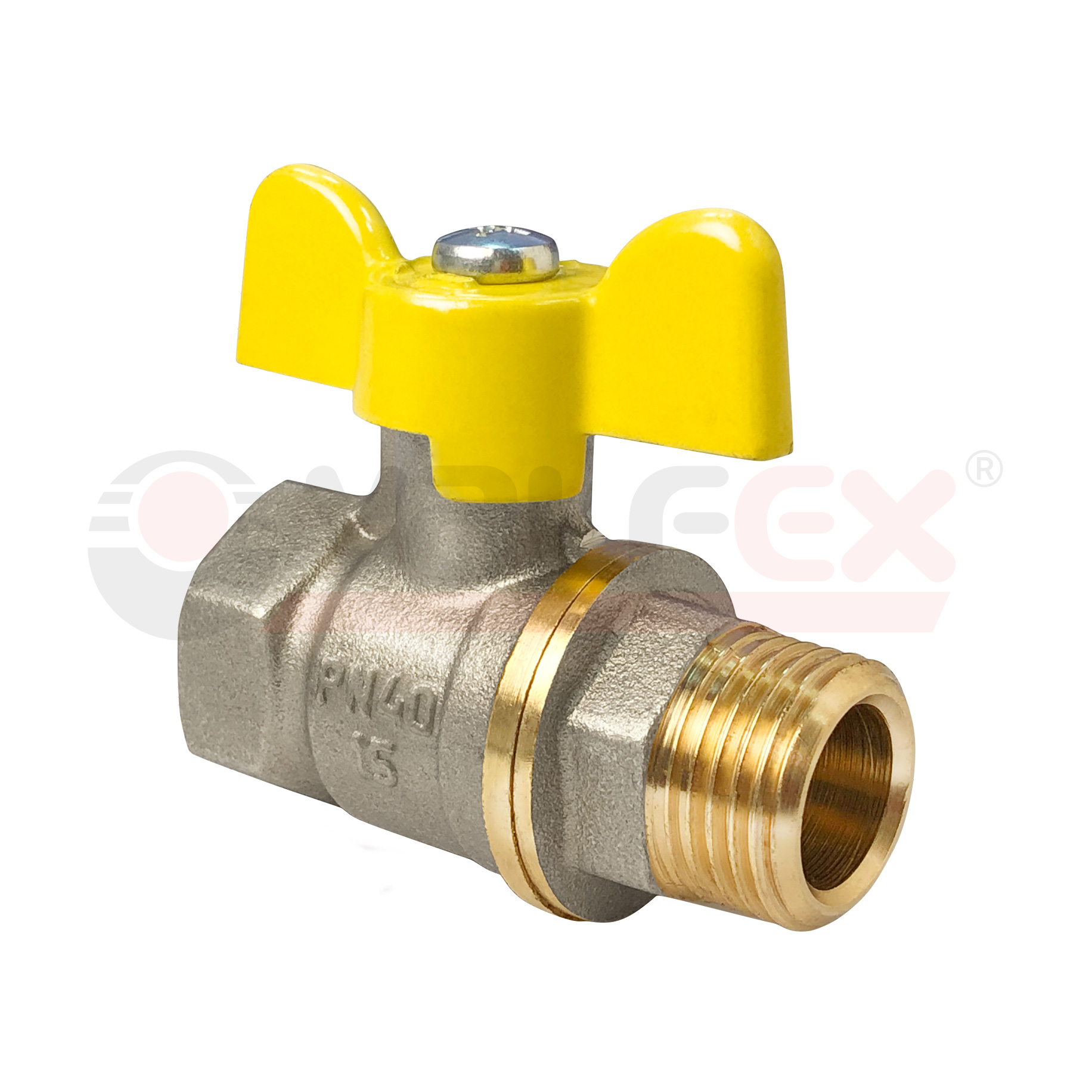 VF.278.NB3.100 Valfex Кран шаровой (с никелевым покрытием) для газа, ручка-бабочка (внутр.-наруж.)  1" 