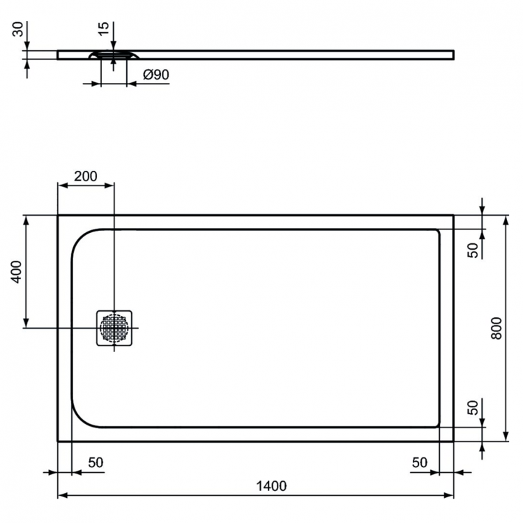 K8237FV Душевой поддон 140х80 см Ideal Standard ULTRAFLAT S  - Вид №2