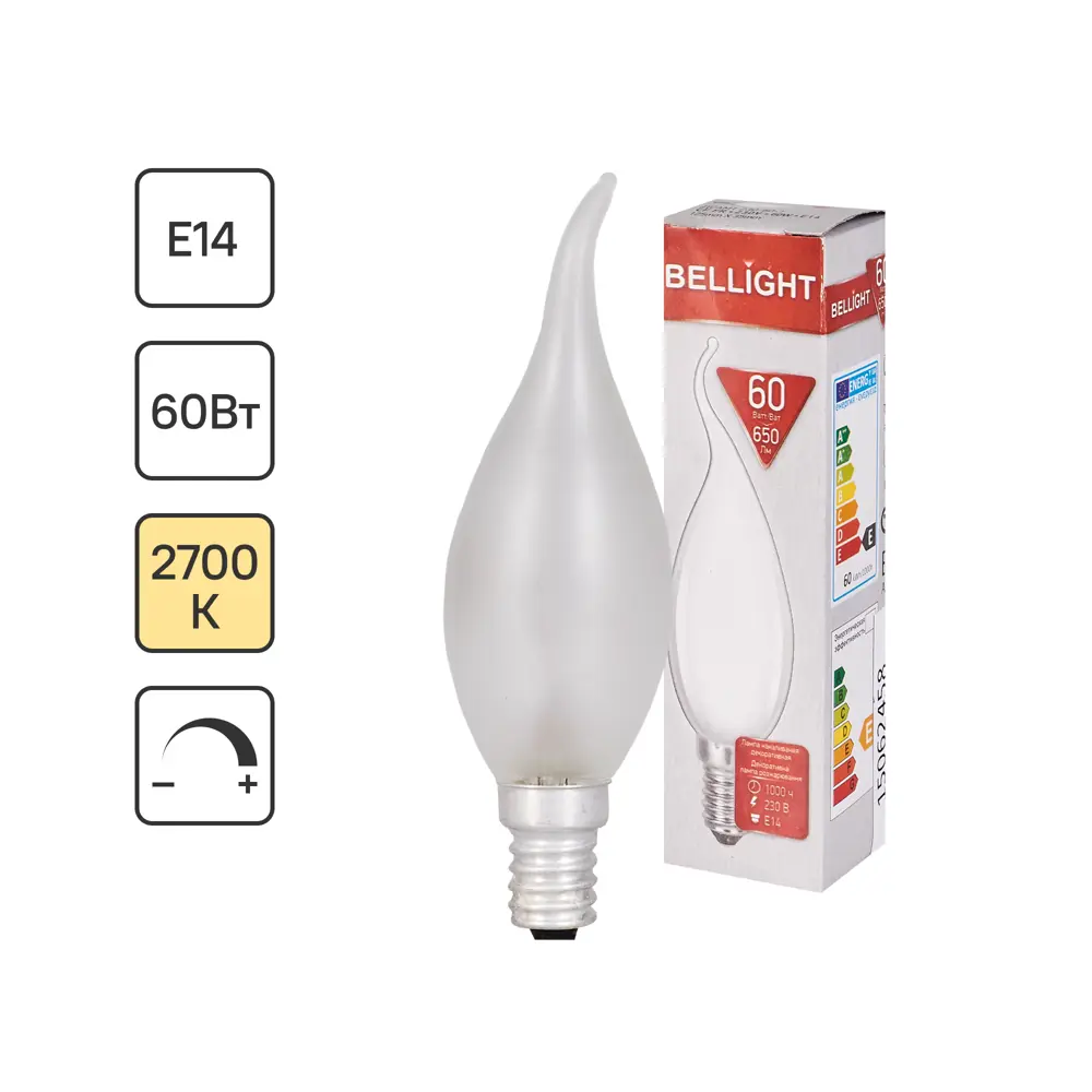 Лампа Bellight E14 матовая 60Вт теплый свет для уюта 15062458 STLM-0005285