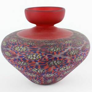 408 ORIGINALMURANOGLASS Ваза красно-синяя Амфора - мастер Salvadore - муранское стекло OMG 16 см