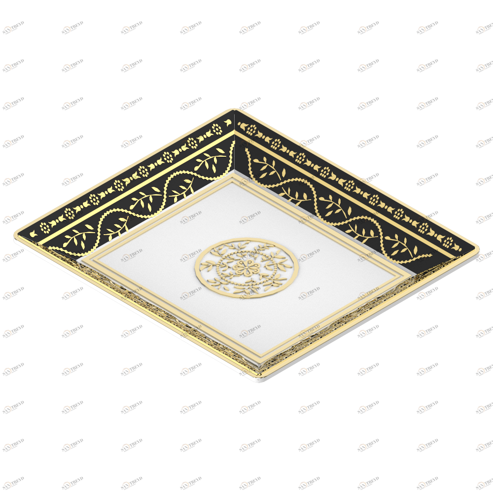 A7F-4612 Фарфоровое блюдце малого размера Thg-paris Marquise чёрный с золотым декором Хром A7F-4612 CAT.A