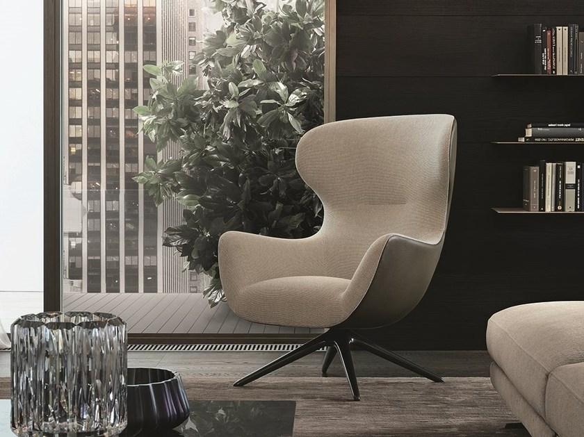 Poliform Вращающееся кресло из ткани с 4 спицами и подлокотниками Mad sun-id-1459071 - Вид №1