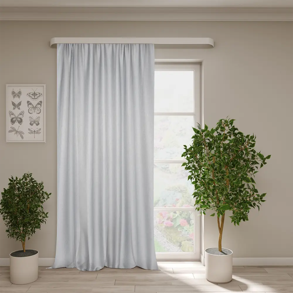 Штора Горжель серебристая 200x280 см на ленте для гостиной 89422746 Santreyd STLM-1583172