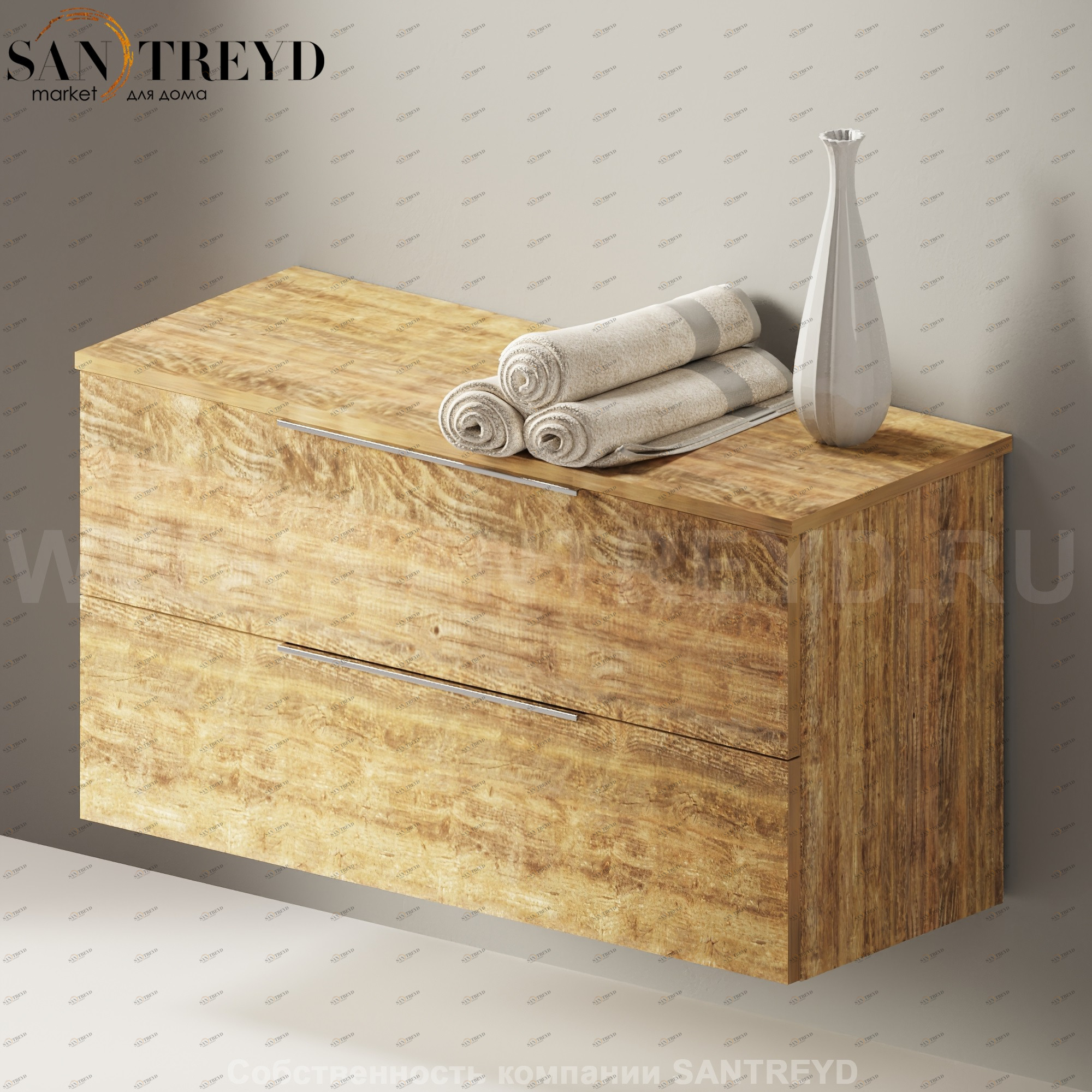 Flaminia BOX Настенная тумба 95 см с 2-мя ящиками BX432.WW Ceramica Flaminia BX432WW