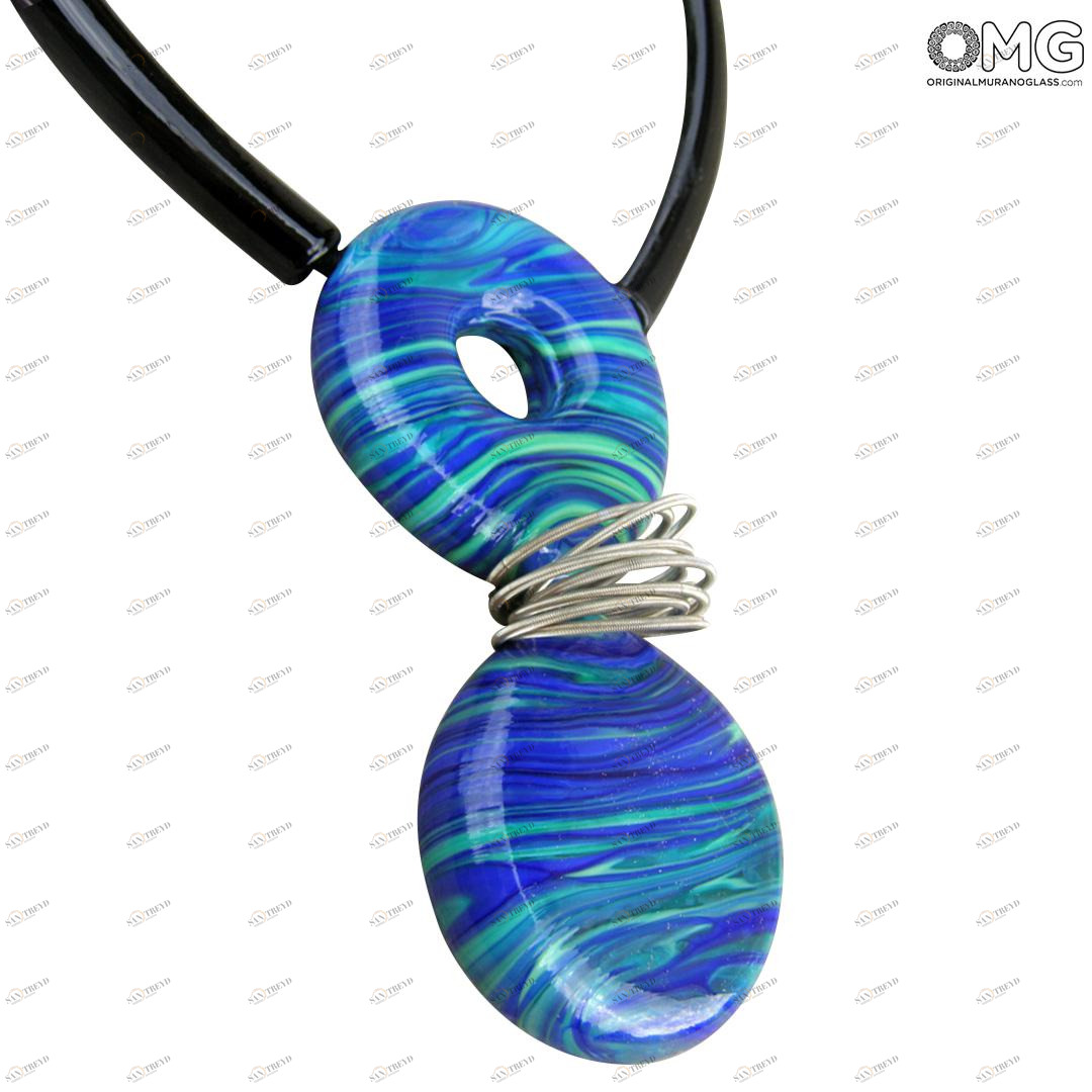 2264 ORIGINALMURANOGLASS Подвеска Malvasia из синего муранского стекла 55 см 