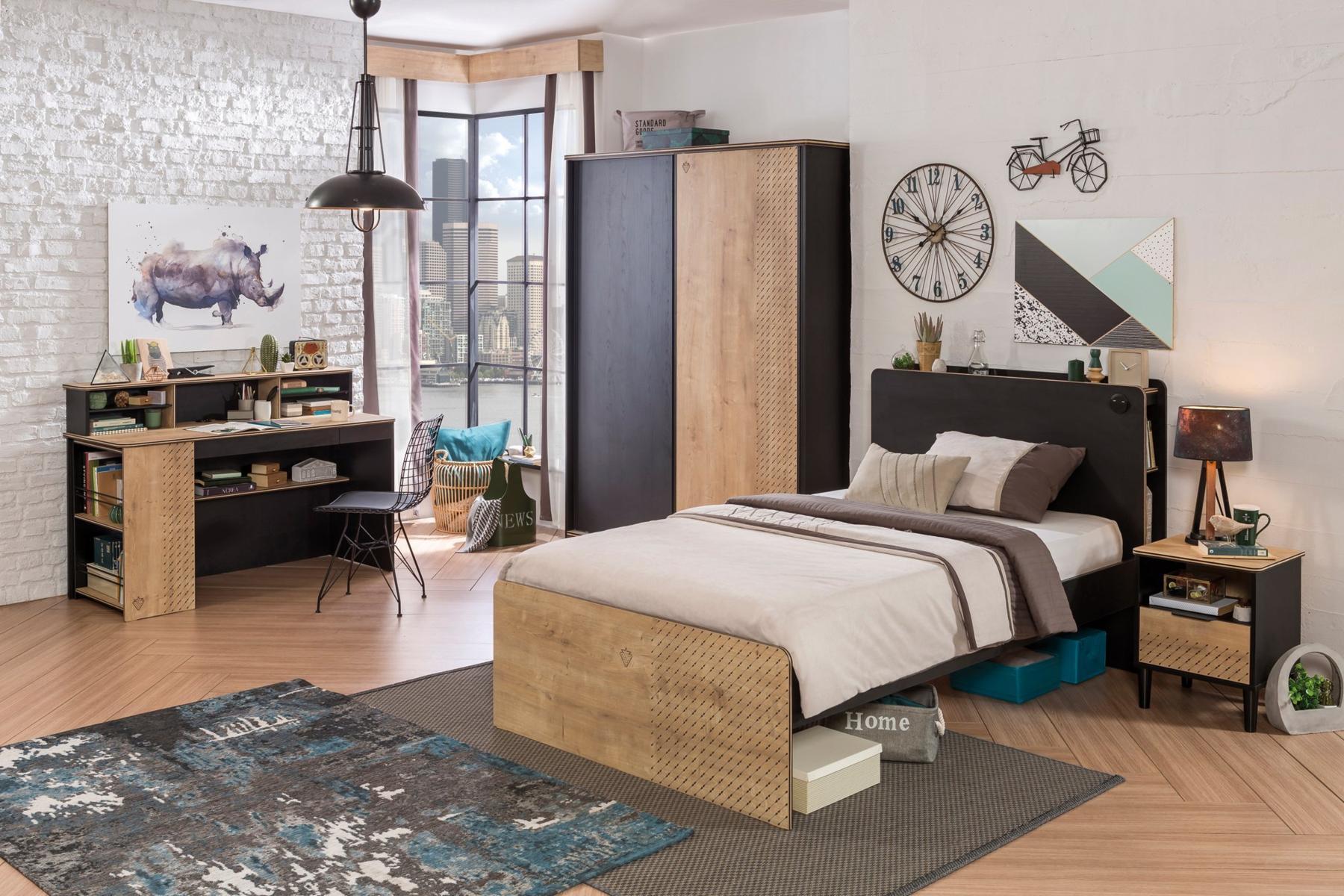 Письменный стол с полками черный 138 см Black L CILEK BLACK 00-3832431 Черный;бежевый Santreyd - Вид №1