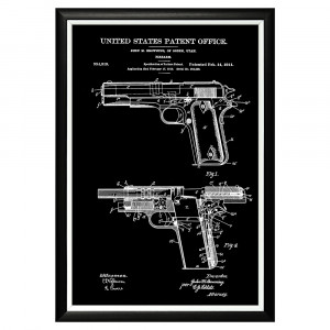 896521250_1818 Арт-постер «Патент Джона Браунинга на пистолет, 1911» Object Desire