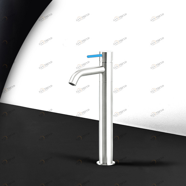 Смеситель для раковины сталь глянцевая с синей ручкой Toki Radomonte TKS3LCIL16