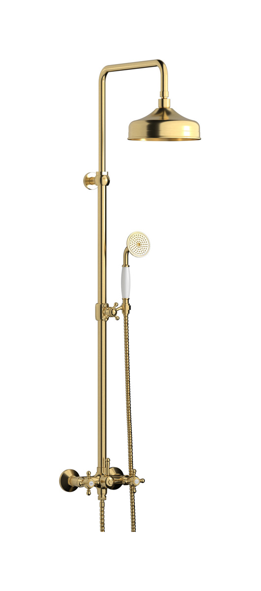 Душевая колонна с термостатом в комплекте с душевым гарнитуром. WE ARE IB hr800os Brushed Gold Indoor Shower