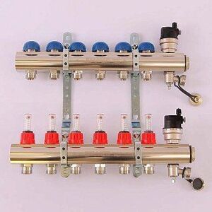 Коллектор 1'х3/4" ЕК 6 выходов EMMETI TOPWAY с расходомерами и вентилями