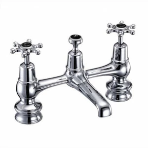 Смеситель для раковины на 2 отверстия Regent, с пробкой и цепочкой [BIR10 BLA] Regent Burlington T16-QT BLA, T3 BLA, T4B-2
