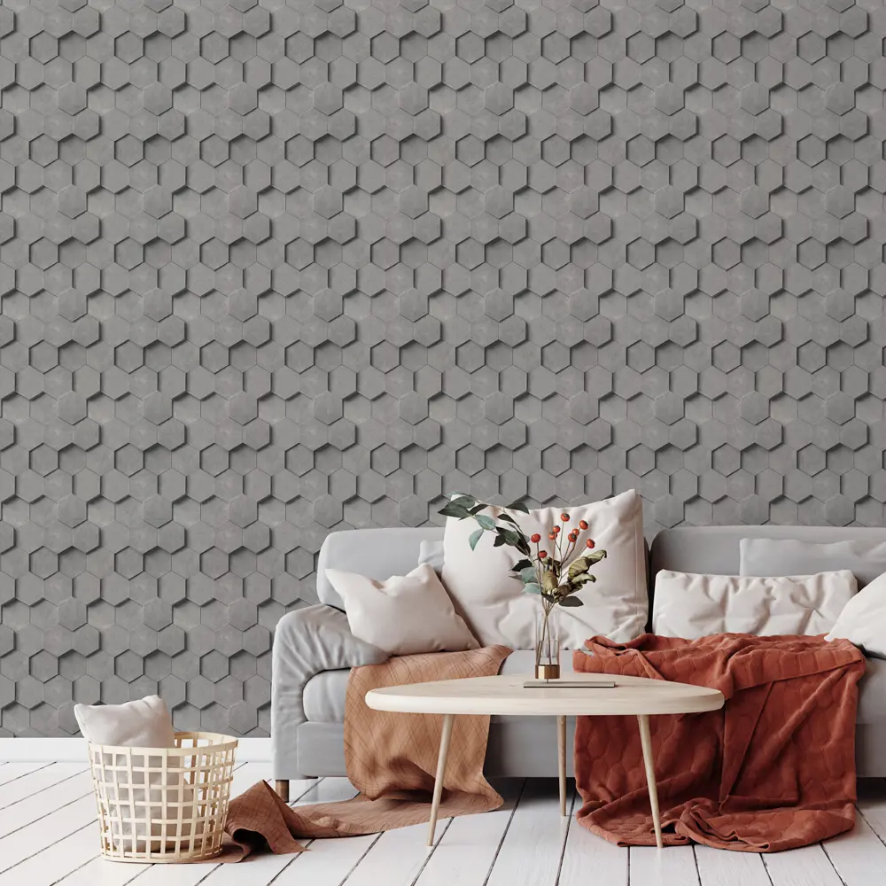 INSPIRE Art - Флизелиновые обои с геометрическим 3D-эффектом в цвете Графит 83617749 STLM-0042859 - Вид №5