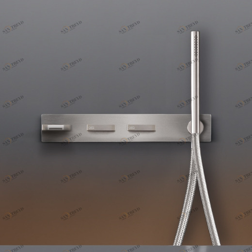 Настенные 2 прогрессивных смесители, установленные для ванной с носиком L. 155 мм и цилиндрический ручной душ диаметр 18 мм  BAR34 CEADESIGN 